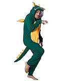 Laahoem Tier Drachen Pyjamas Unisex Erwachsene Kapuze Männer Frauen Jumpsuit Kostüm Cosplay Nachtwäsche Dark Green L