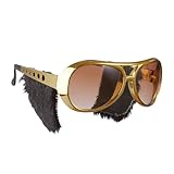 W WIDMANN MILANO Party Fashion 6733S - Rock´n´Roll Brille mit Koteletten, Gold, Partybrille, Spaßbrille, Karneval