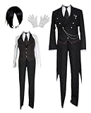 MANMICOS Anime-Kostüm, Sebastian, Cosplay, Herren, Smoking, Partyanzug, Schwarz, Größe 3XL