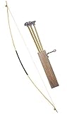 Pfeil und Bogen Set aus Holz Indianer Räuber Rächer Bogenschütze Kostüm 100cm, Beige