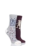 Harry Potter SOCKSHOP Damen 2 Paar Dobby is a Free Elf Baumwolle Socken Sortiert 37-42