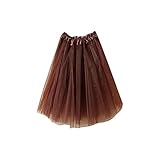 routinfly Tüllrock kurz – hochwertiger Faltenrock aus Gaze für Erwachsene Tutu-Ballett-Tanzrock Western Sommerkleid bunt (Einheitsgröße, Kaffee)