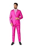 Suitmeister Partykostüme für Herren - Tailliert Party Kostüme - Einfarbiger Anzug für Freizeit, Halloween-Partys und Freizeitkleidung - Pink
