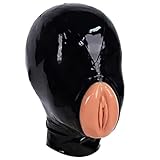 MFMYEE Bondage Latex maske,BDSM-maske Fetisch Kopfhaube Latex Cosplay-Sexspielzeug(Schwarz) (S)