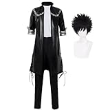 Lzrong MHA Dabi Cosplay Kostüm Dabi Lederjacke Mantel Full Set Kostüm mit Wig Halloween Anime Party Cosplay Uniform Kostüm Geschenk für Ainme Fans