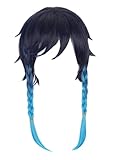 LeMarnia Blaue kurze Perücke und 2Pferdeschwanz Venti Perücke Halloween Kostüm Party Perücke
