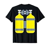 Taucherflasche Backprint Halloween Taucher Kostüm T-Shirt