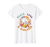 Damen Peace Love and Schlager Outfit Damen Schlagerparty Frauen T-Shirt
