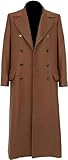 MERCH ATTIRE Doctor 12th Velvet Coat Peter Cosplay Lange Wolle Kostüm Mantel Zeitreisender Kostüm, Brauner Mantel – Herrenmantel, XS