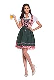 thematys Damen Dirndl Midi Trachtenkleid inkl. Trachtenrock, Dirndlbluse & Dirndlschürze - Bayerisches Dirndl für Oktoberfest & Trachtenmode - 5 Größen für Frauen & Jugendliche Olive (Style001, XL)