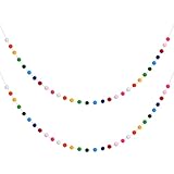 Laughhe 2 Stück Bunte Filzkugeln Girlanden, 2.5m Wolle Filz Ball Girlande mit 30 Pompoms, Filz Pom Poms Girlanden Pompom Girlanden Filzkette für Wand Party Dekor Christbaum Schmuck