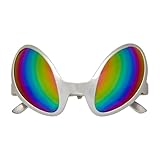 W WIDMANN MILANO Party Fashion - Brille Alien mit holografischen Gläsern, Außerirdischer, Weltall, Weltraum, Space, Accessoire, Motto-Party, Karneval