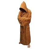 Fuman Herren Fleece Bademantel Karneval Erwachsene Bademantel mit Kapuze