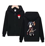 QYIFIRST Pullover Uchiha Itachi of the Sharingan Cosplay Kostüm Kaputzen Jacke Streetwear Unisex Anime 3D Druck Jacket Sweatshirt Schwarz XL (Chest 112cm)