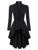 SCARLET DARKNESS Retro Jacken Steampunk Gothic Long Coat Mäntel für Damen Warm Winter Festlich Weihnachten Smoking Kleidung Schwarz XXL