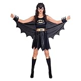 Amscan - Erwachsenenkostüm Batgirl, gezacktes Kleid, Gürtel, Umhang, Arm- und Beinstulpen, Maske, Super Heroes, Motto-Party, Karneval