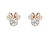 Kaguyo Minnie Maus Ohrringe, 925 Sterling Silber Amethyst weiß Blau rosa Kristall Mickey Maus Ohrstecker für Frauen Mädchen, Geburtstagsgeschenk (roségold klar)