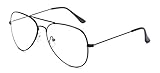 ALWAYSUV klassische Brille Metallgestell Brillenfassung Vintage Brille Dekobrillen (schwarz)