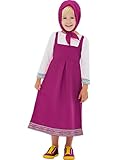 Funidelia | Mascha Kostüm - Mascha und der Bär 100% OFFIZIELLE für Mädchen Größe 4-6 Jahre Masha and the Bear, Zeichentrickfilm - Farben: Rosa, Zubehör für Kostüm - Lustige Kostüme für deine Partys