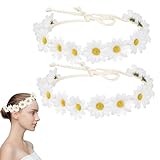 Blumen Haarband Mädchen, Gänseblümchen Haarschmuck, Gänseblümchen Haarband Damen, Gänseblümchen Blumenkranz Haare, Gänsenblümchen Braut Kopfschmuck, für Strand, Party, Hochzeitsdekoration (B, 2PCS)