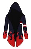 QYIFIRST Herren Damen Anime 3D Druck Kapuzenpullover Sweatshirt Hokage Uchiha Sasuke Cloak Hoodie Langarm Windjacke Mantel Cosplay Kostüm Blau L (Chest 110cm)