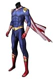 Yulefly Homelander Kostüm John Gillman Cosplay Outfits Jumpsuit Superheld Verkleidung Set Umhang Halloween Karneval M