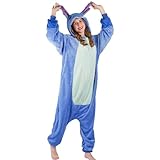 Erwachsene Onesie Kostüm Einteiler Schlafanzug Jumpsuit- Tier Pyjama Relax Schlafoverall Plüsch Sleepwear Overall Nachtwäsche für Damen Herren Cosplay Verkleidung Karneval Halloween Fasching Kostüm