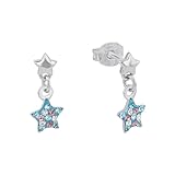Prinzessin Lillifee Ohrhänger 925 Sterling Silber Mädchen Kinder Ohrschmuck, mit Preciosa, 1,4 cm, Silber, Stern, Kommt in Schmuck Geschenk Box, 2013176