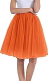 orangener oranger orangene tüllrock tüll Rock Tutu orangenes Oranges tütü Petticoat orange tüllrock Damen orange lang tüll kostüm Karneval Rock orange,XL