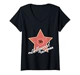 Damen Walk-of-Fame-Star im Vintage-Stil aus Hollywood T-Shirt mit V-Ausschnitt