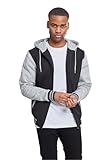 Urban Classics Herren Sweatshirt 2-tone Zip Hoody, zweifarbiger Hoody für Männer, Regular Fit, blk/gry, XL