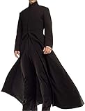 HiFacon Herren Matrix Neo Keanu Reeves Rundkragen Schwarz Gothic Steampunk Trench-Matrix Mantel, Schwarz - Baumwolle, XL