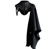 Proumhang Mittelalter Steampunk Umhang Schal mit Kragen Templer Ritter Kostüm Lace Up Retro Gothic Schulter Kutte Rock Vintage Cape Halloween Cosplay Kostüm Unisex L