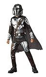 Rubies Klassisches Mandalorian-Kostüm für Jungen oder Mädchen, offizieller Jumpsuit der Mandalorian-Serie mit aufgedruckten Details, Umhang und Maske, Größe L