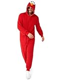 OppoSuits Adult Unisex Elmo Onesie - Sesamstraße Einteiliger Schlafanzug - Lose Passform - Inklusive Taschen - Rot