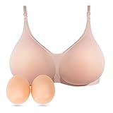ONEFENG Prothese BH mit Silikon Brüste,Konkave Silikon Einlagen Pads Mastektomie Alltags Damen BH Ohne Bügel,Unterwäsche Einsätze Padding
