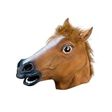 1 Stück Pferdekopfmaske, Tierhaube, Lustige Kapuze, Pferdekopfmaske, Latexhaube, Rollenspiel, Partykostüm-Requisiten, Halloween-Kostümmaske, Foto-Requisiten, Geeignet Für Halloween Ostern (Braun)