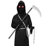 Alaiyaky Scream Kostüm Set, Halloween Kostüm Herren Ghost Face Kostüm mit Horror Maske Handschuhen Gürtel, Gruseliger Ghostface Kostüm für Halloween Karneval Kostümparty (Schwarz, XL)
