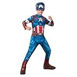 Rubie's Offizielles Kostüm Captain America, Marvels Avengers, klassisch, für Kinder, Superhelden-Verkleidung, Größe M Halloween