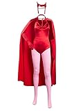 BAEHEU Wanda Maximoff Cosplay Body Halloween Wandavision Scarlet Witch Jumpsuit Kostüm Outfit Umhang Anzug Set, rot, Large