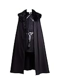 Fuman Jon Snow Kostüm Cosplay Outfit Umhang Full Set GOT Verkleidung Halloween Karneval Weihnachten Kostüm Schwarz