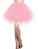 DRESSTELLS Karneval Kostüm Tüllrock Tütü Rock Fasching Cosplay Röcke Kurz 80er Party Unterrock Ballett Tanzkleid Petticoat Light Coral M