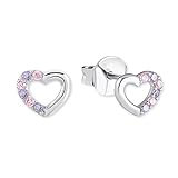 Prinzessin Lillifee Kinder-Ohrstecker Mädchen Herz 925 Silber Zirkonia rosa lila