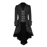 Steampunk Damen Jacke, Gothic Frack Damen Mantel,Punk Gehrock Damen Mittelalter Viktorianischen Mäntel Renaissance Vintage Smoking Klied für Frauen Halloween Kostüm Karneval Party Cosplay Kleidung