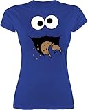 Shirt Damen - Karneval & Fasching - Keks Monster I Krümelmonster I Cookie Monster - M - Royalblau - Tshirt mit Gesicht faschingsshirt straßenkarneval gruemelmonster Funshirt Faschings-t-Shirt