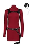 agfosa RE4 Remake Cosplay Ada Wong Perücke Wong Outfit Resident Ada Kostüm Kleid Rot