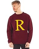 Harry Potter R für Ron Erwachsene Weihnachtspullover | Herren & Damen Ron Weasley Letter R Strick-Sweatshirt | Xmas Stein der Weisen Film Bekleidung Geschenk in Rot | Festliches Hogwarts-Geschenk