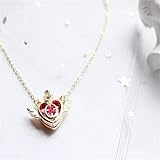liuduo Halskette Anime Sailor Moon Liebender Zauberstab Kristall Cosplay Anhänger Halskette Mädchen Zubehör Nette Requisiten