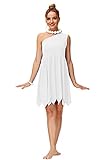 AOBUTE Halloween Damen One Shoulder Kleid Flintstones Erwachsene Weiß Wilma Kostüm XL