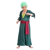 Chaks - Zoro Kinderkostüm aus One Piece, 2-teiliges Set mit Mantel & Gürtel, Anime Outfit für Cosplay, Karneval & Comic Con